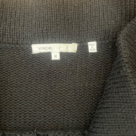 VINCE Women's Black Belted Long Wool Button Tunic Cardigan Sweater Size Med - Picture 3 of 8